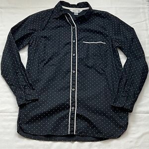 Old Navy "The Tunic" Black & White Polka Dot Long Sleeve Button Down Shirt M